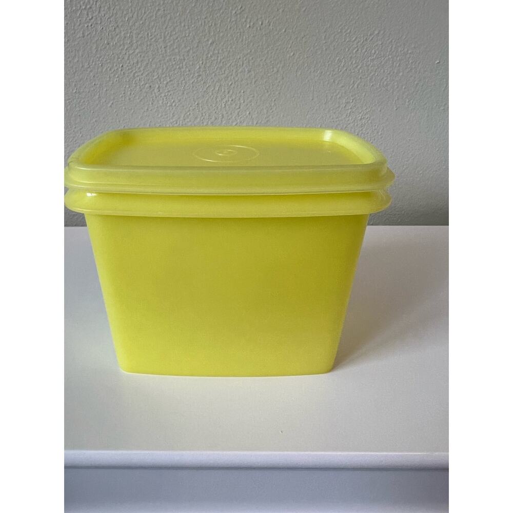 Vintage Lemon Yellow Tupperware Rectangular Container #1243-3 With Lid #1244-6
